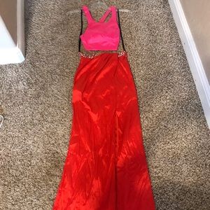 2 piece dress  pink top orange skirt size 5